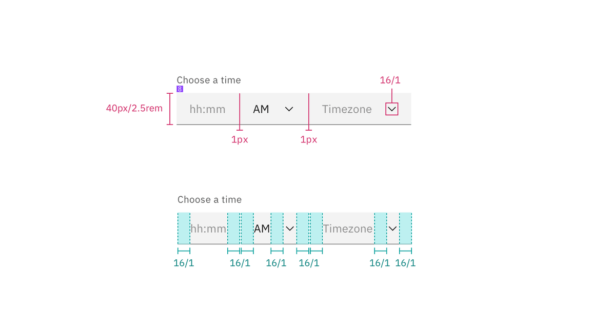 Structure for a time picker Structure for a time picker