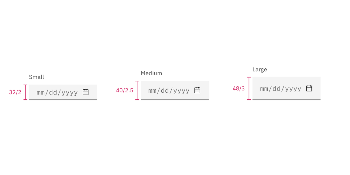 Sizes for date picker inputs Sizes for date picker inputs