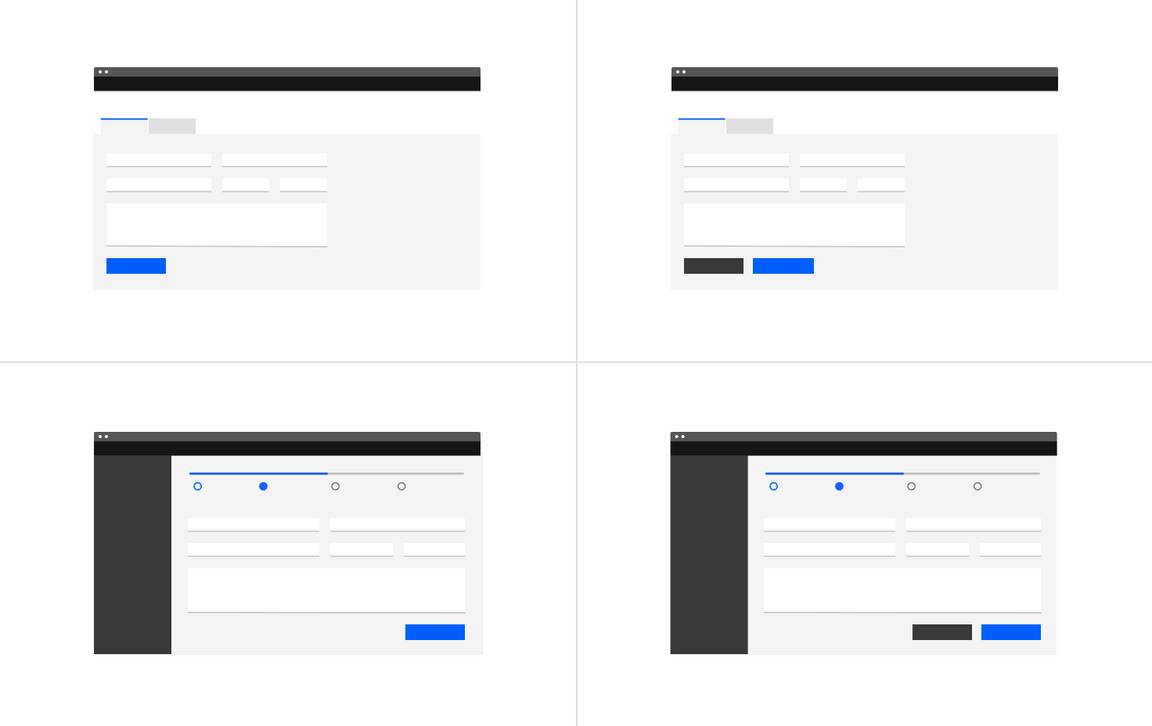 Example of dedicated page forms Example of dedicated page forms