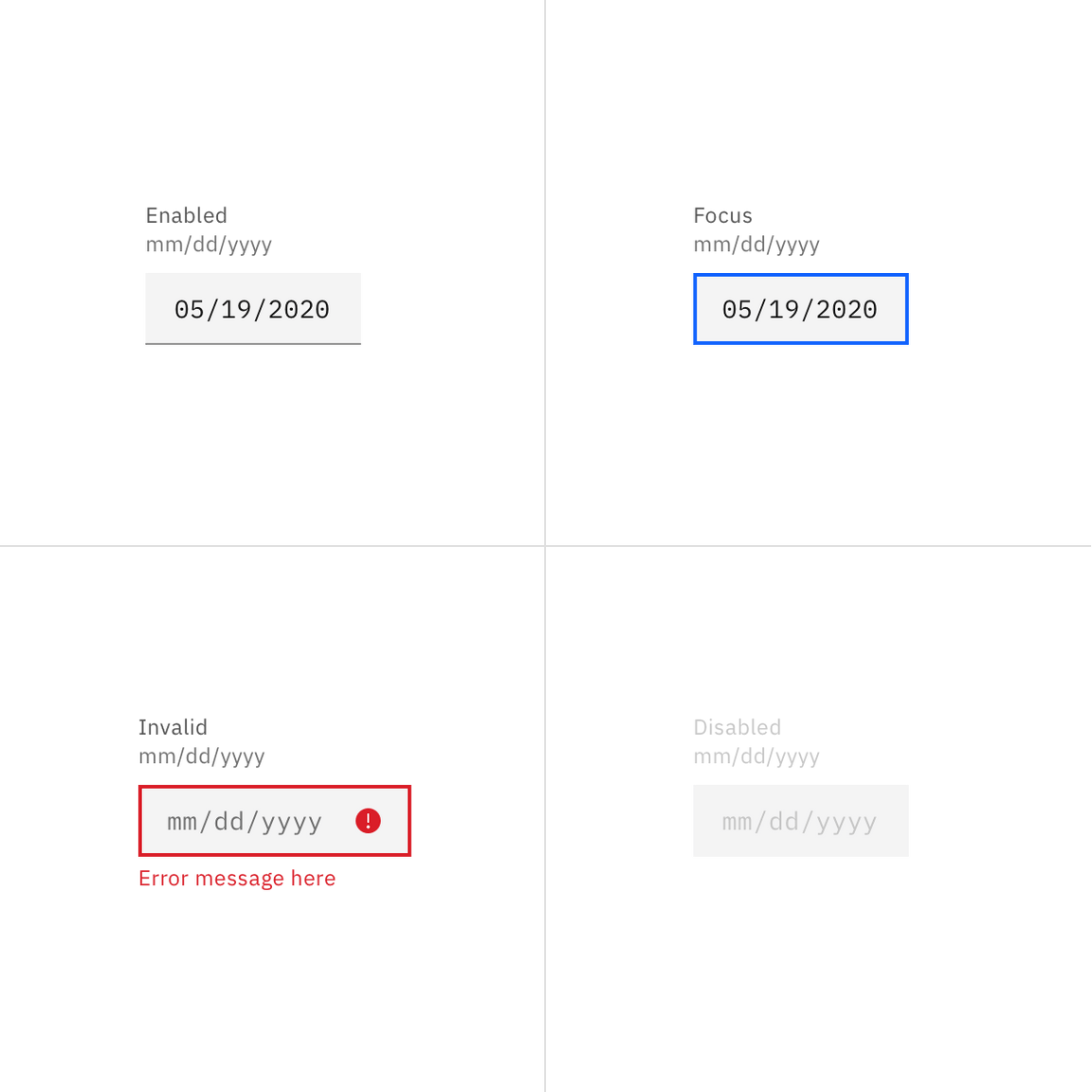 Simple date input states Simple date input states