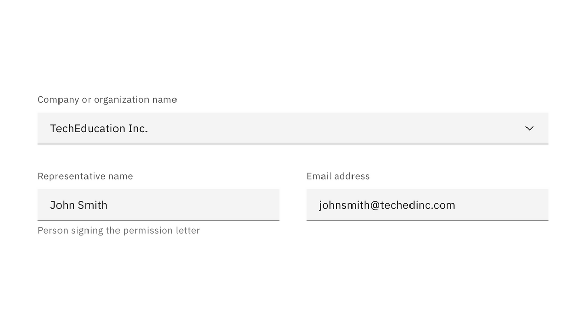 Example of input field alignment Example of input field alignment