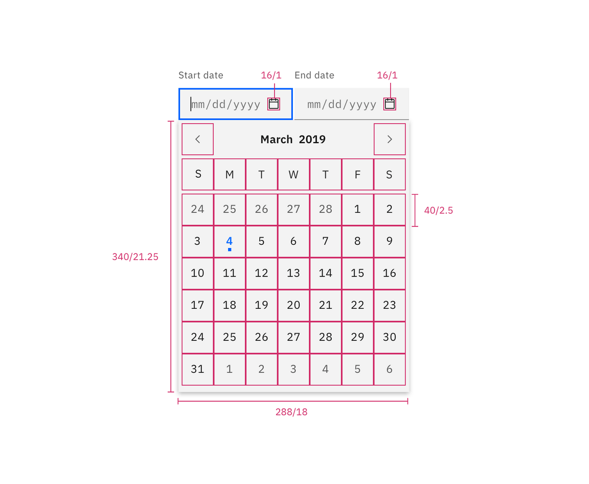 Structure for date picker Structure for date picker
