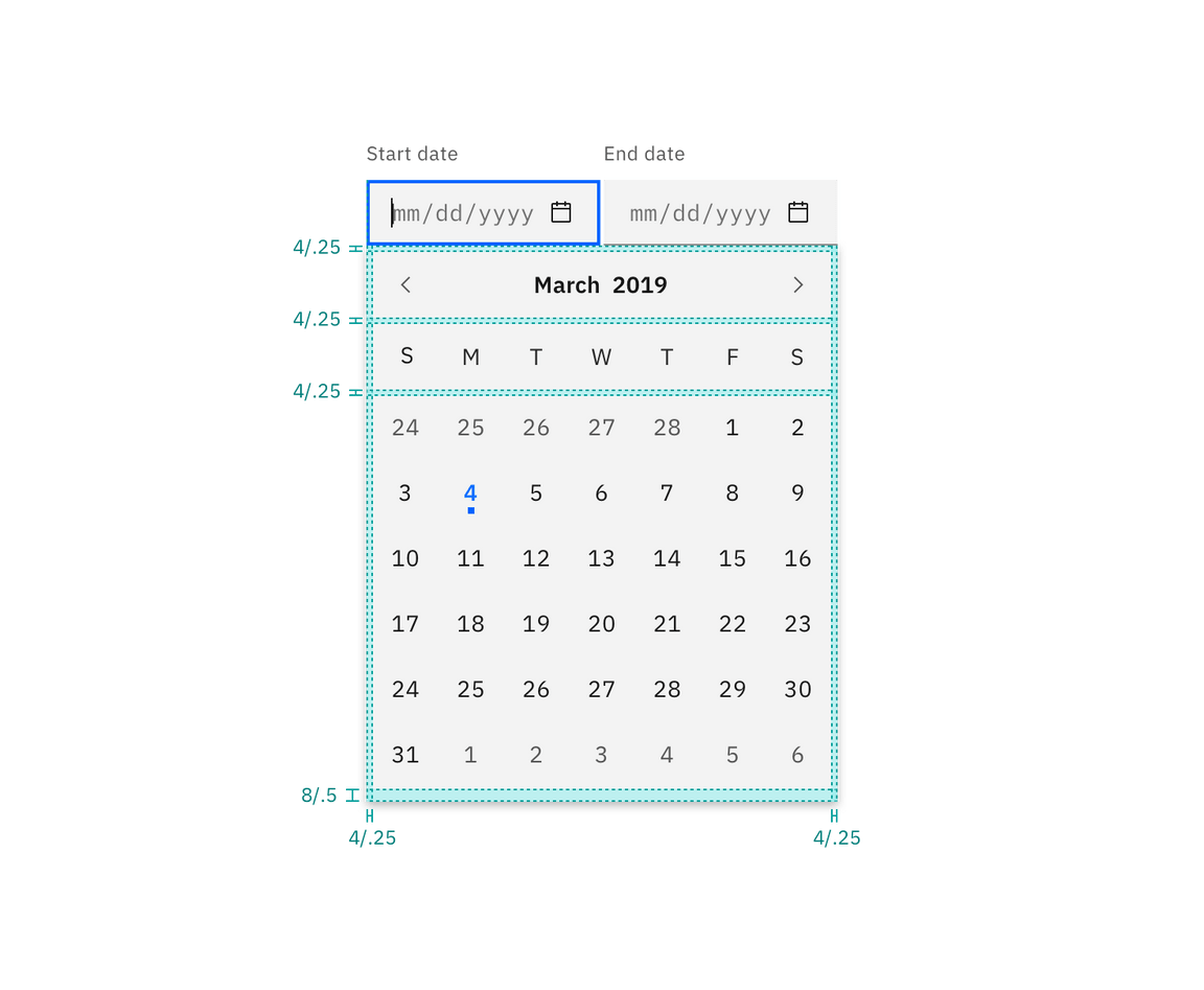 Spacing for date picker Spacing for date picker